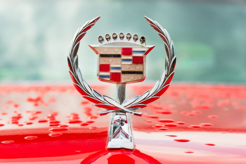 hood ornament on red car