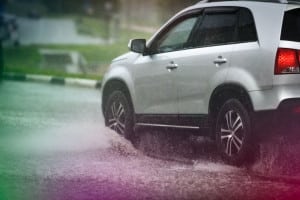 car rain puddle splashing water