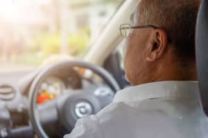 Men's hands are driving, safe driving concept