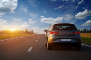 Car on asphalt road
